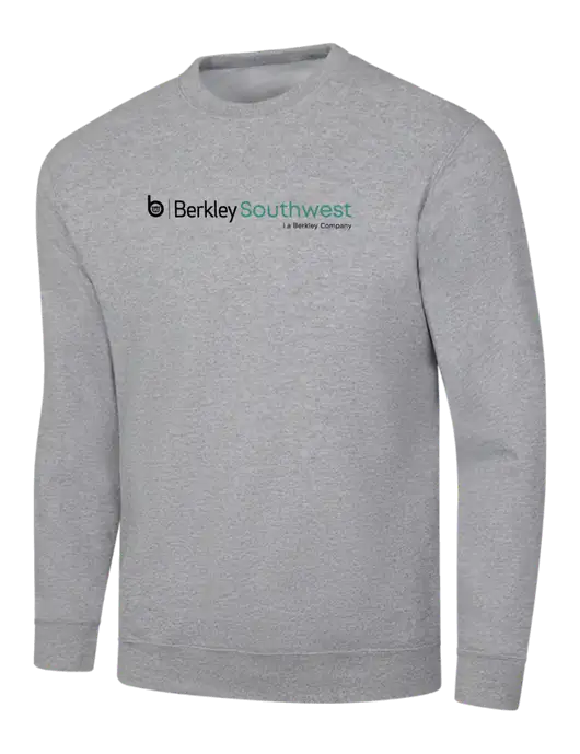 Light Grey Heather 7.8 oz Ring Spun Crew Sweatshirt w/Berkley SW logo