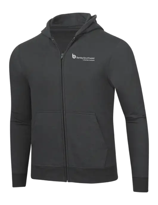 Charcoal 8.5 oz Ring Spun Zip Hooded Sweatshirt w/Berkley SW logo