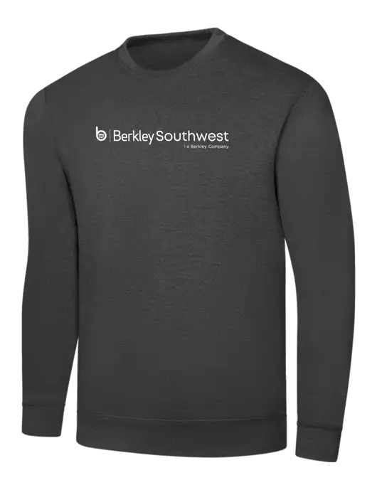 Dark Heather Grey 7.8 oz Ring Spun Crew Sweatshirt w/Berkley SW logo