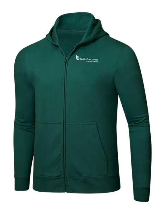 Forest Green 8.5 oz Ring Spun Zip Hooded Sweatshirt w/Berkley SW logo