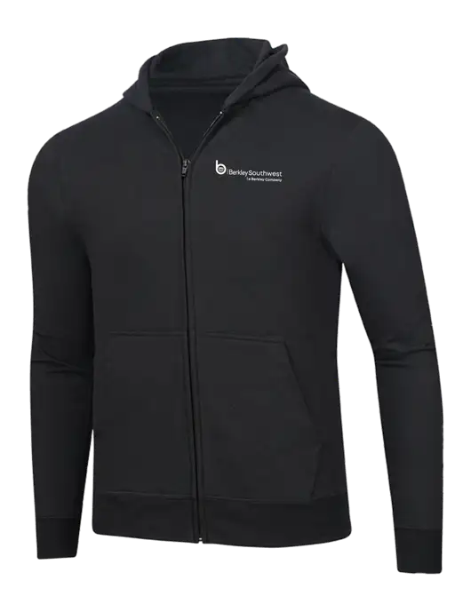 Jet Black 8.5 oz Ring Spun Zip Hooded Sweatshirt w/Berkley SW logo