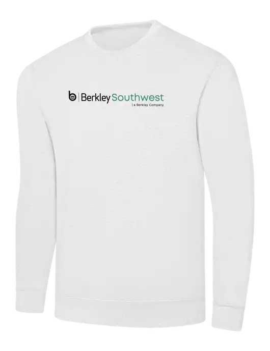 White 7.8 oz Ring Spun Crew Sweatshirt w/Berkley SW logo
