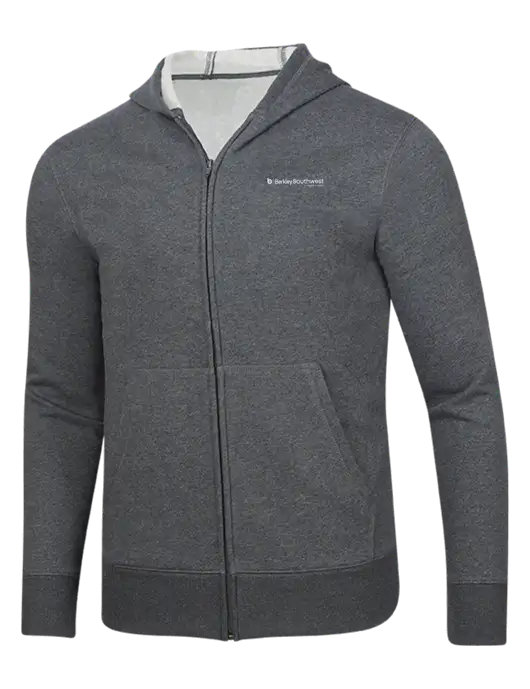 Full-Zip Dark Grey Heather Heavyweight Hooded Sweatshirt w/Berkley SW logo