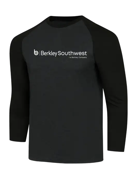 Simply Soft 3/4 Sleeve Black/Black Frost Ring Spun Cotton T-Shirt w/Berkley SW logo