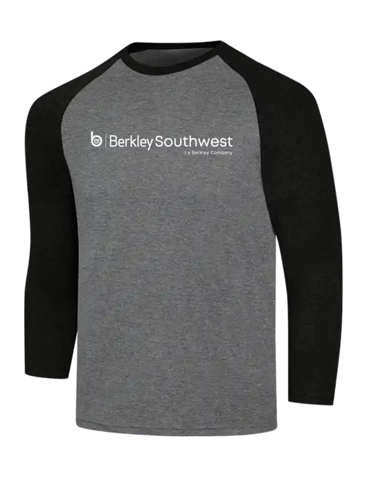 Simply Soft 3/4 Sleeve Black Frost/Grey Frost Ring Spun Cotton T-Shirt w/Berkley SW logo