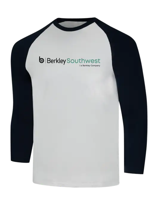 Simply Soft 3/4 Sleeve Black/White Ring Spun Cotton T-Shirt w/Berkley SW logo