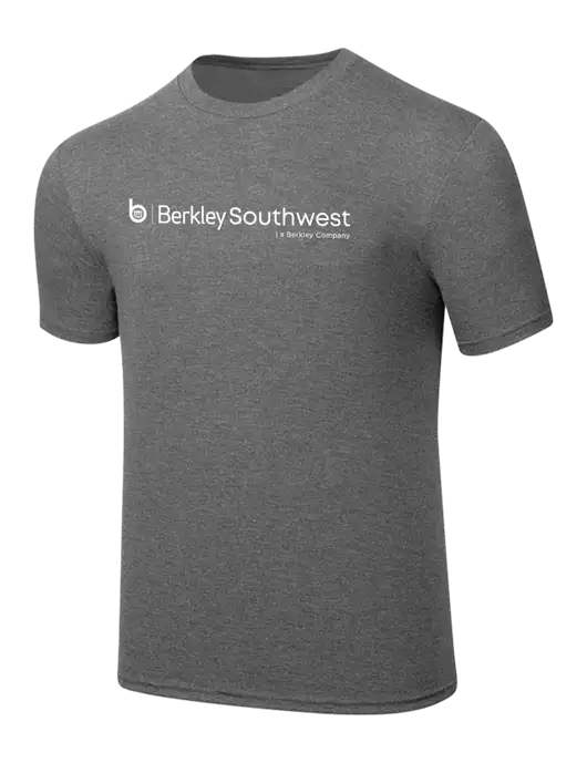 Simply Soft Heathered Medium Grey 4.5oz  Poly/Combed Ring Spun Cotton T-Shirt w/Berkley SW logo