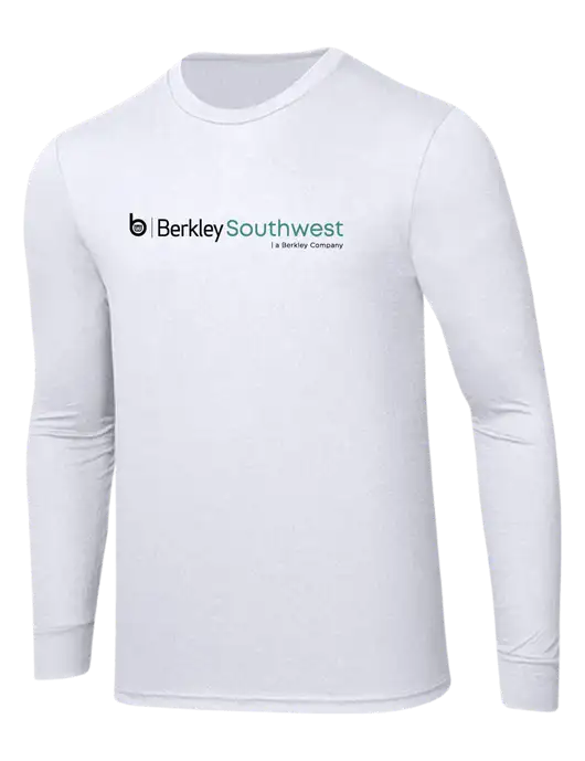 Simply Soft Long Sleeve White 4.5 oz, Poly/Combed Ring Spun Cotton T-Shirt w/Berkley SW logo
