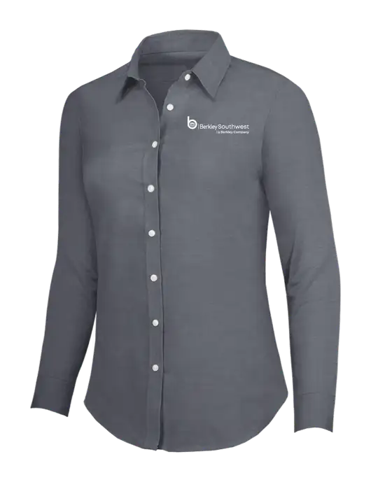 Dark Grey Womens SuperPro Oxford Shirt w/Berkley SW logo