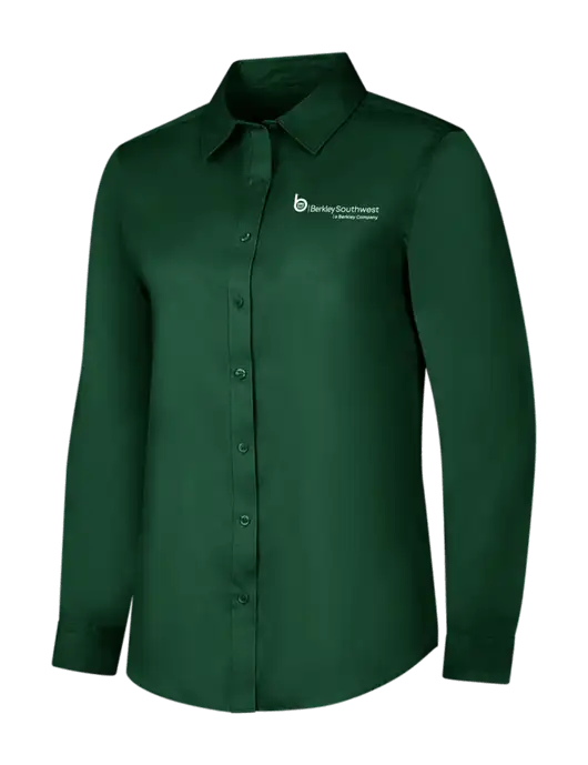 Dark Green Womens Long Sleeve Superpro React Twill Shirt w/Berkley SW logo