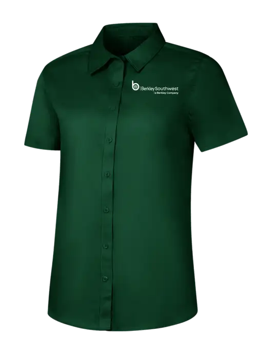 Womens Dark Green Short Sleeve Superpro React Twill Shirt w/Berkley SW logo