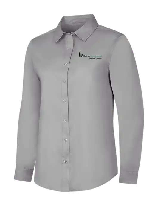Light Grey Womens Long Sleeve Superpro React Twill Shirt w/Berkley SW logo