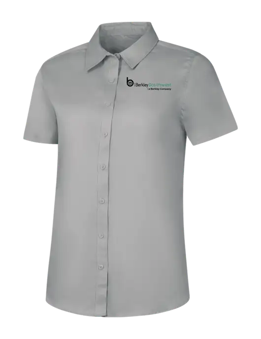 Womens Light Grey Short Sleeve Superpro React Twill Shirt w/Berkley SW logo