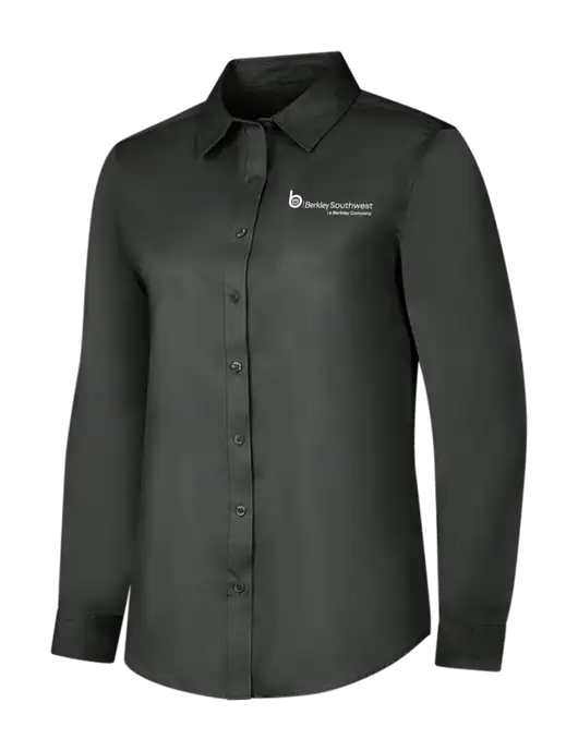 Dark Grey Womens Long Sleeve Superpro React Twill Shirt w/Berkley SW logo
