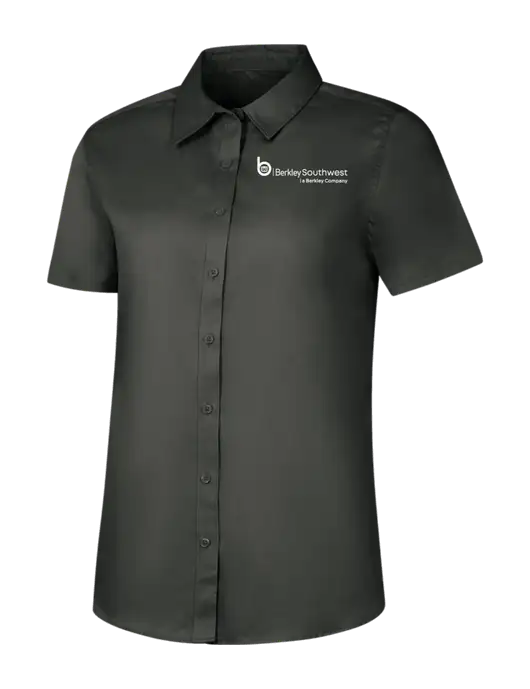 Womens Dark Grey Short Sleeve Superpro React Twill Shirt w/Berkley SW logo