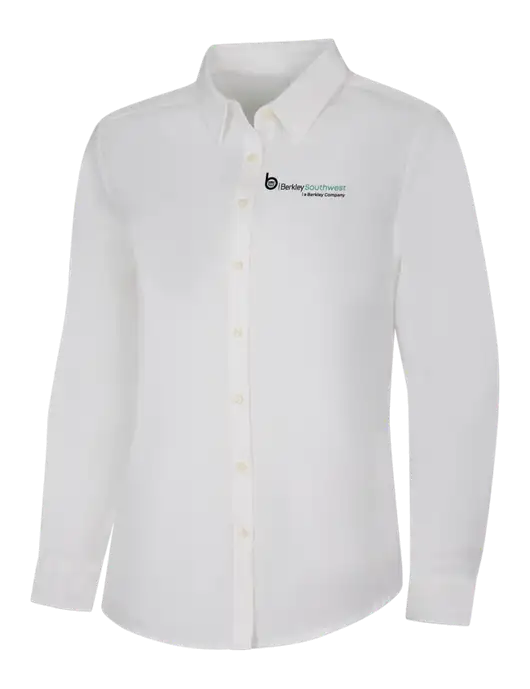 Womens White Long Sleeve Superpro React Twill Shirt w/Berkley SW logo