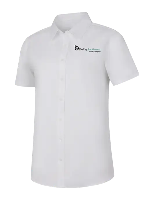 Womens White Short Sleeve Superpro React Twill Shirt w/Berkley SW logo