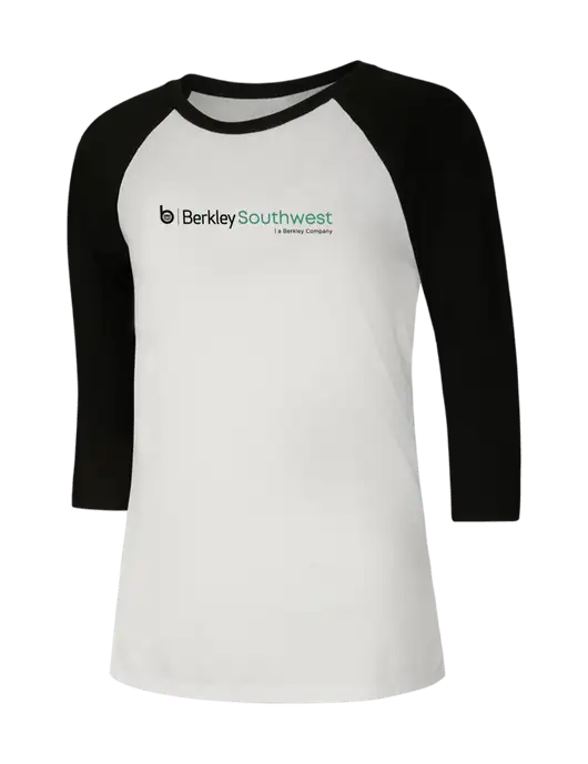 Womens Simply Soft 3/4 Sleeve Black/White Ring Spun Cotton T-Shirt w/Berkley SW logo