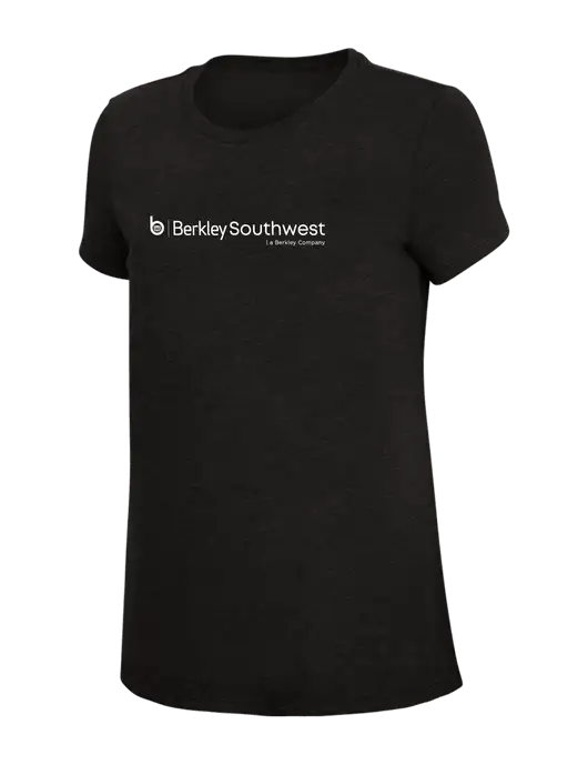 Womens Simply Soft Black 4.5oz Poly/Combed Ring Spun Cotton T-Shirt w/Berkley SW logo