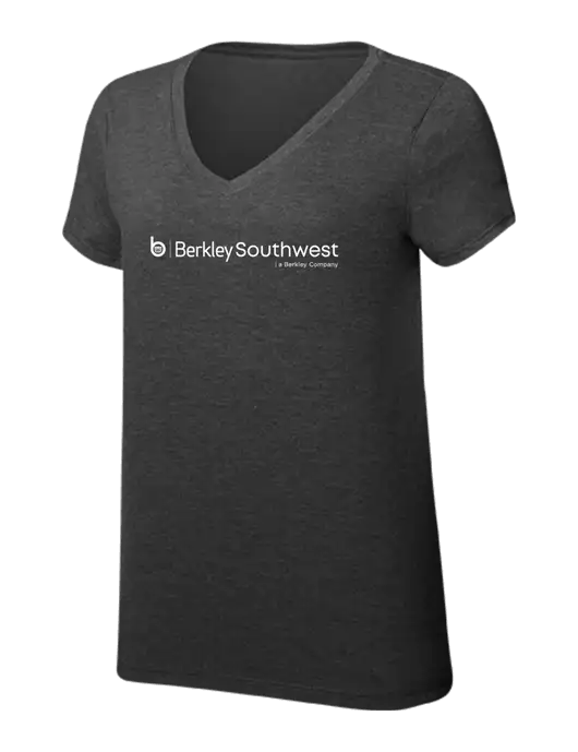 Womens Simply Soft V-Neck Black Frost 4.5oz  Poly/Combed Ring Spun Cotton T-Shirt w/Berkley SW logo