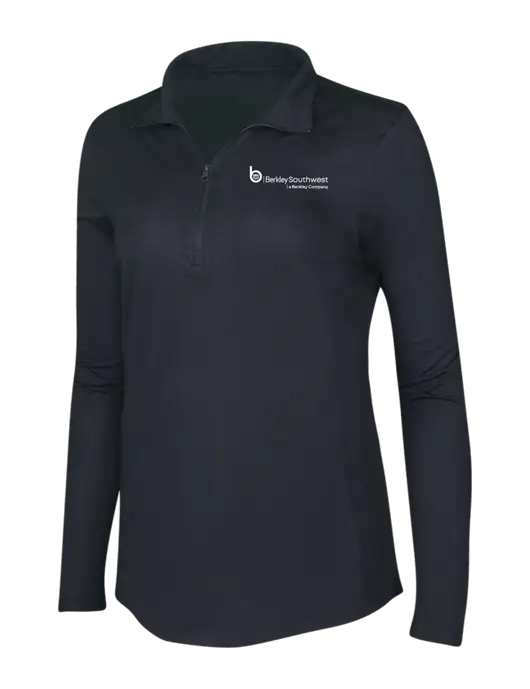 Black Triad Solid Womens Posicharge Tri-Blend Wicking 1/4 Zip Pullover w/Berkley SW logo