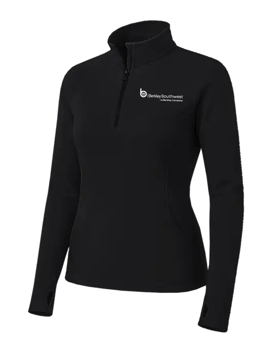 Womens Black Sport Wick Stretch 1/4 Zip Pullover w/Berkley SW logo
