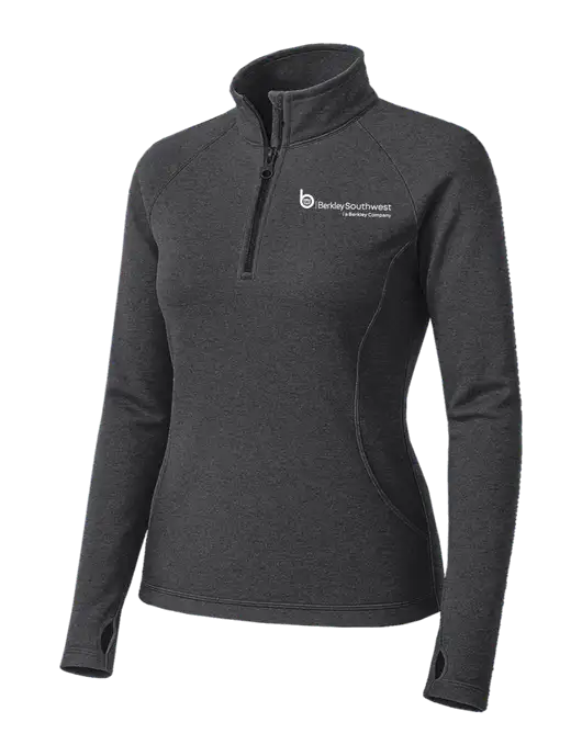 Dark Grey Heather Womens Sport Wick Stretch 1/4 Zip Pullover w/Berkley SW logo