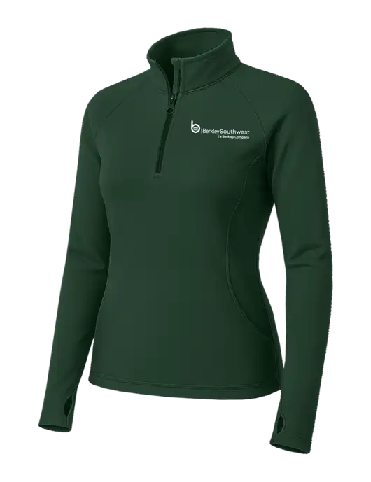 Dark Green Womens Sport Wick Stretch 1/4 Zip Pullover w/Berkley SW logo