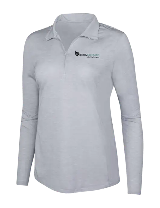 Light Grey Heather Womens Posicharge Tri-Blend Wicking 1/4 Zip Pullover w/Berkley SW logo