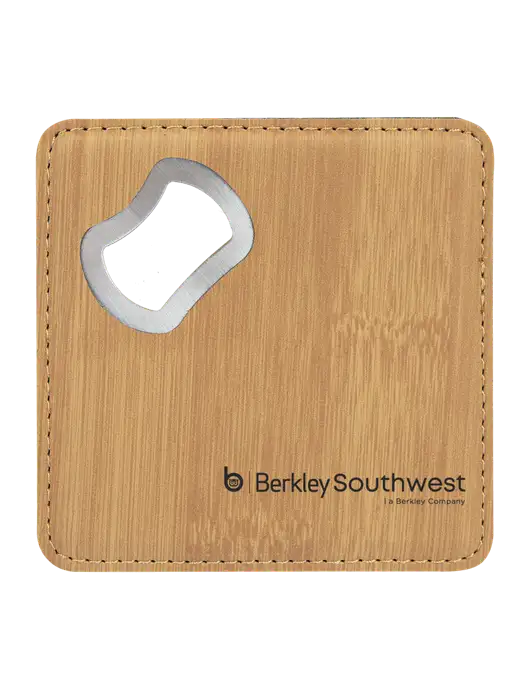Bamboo Leatherette Coaster with Bottle Opener w/Berkley SW logo