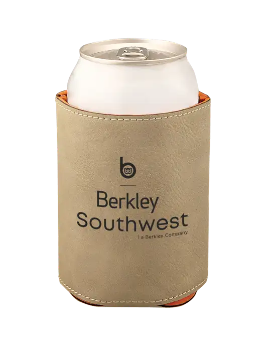 Tan Leatherette Beverage Holder w/Berkley SW logo