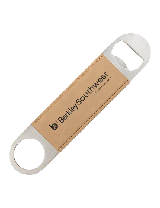 Tan Leatherette Bottle Opener w/Berkley SW logo