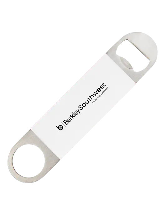 White Bottle Opener with Silicone Grip w/Berkley SW logo