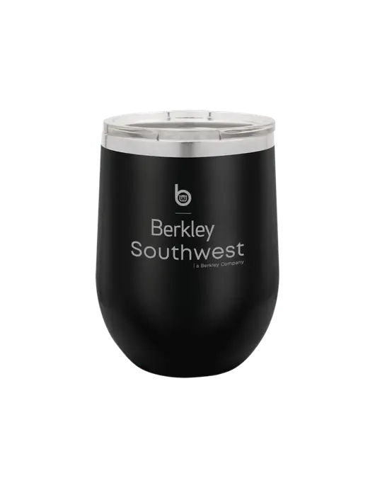 Polar Camel 12 oz Powder Coated Black Vacuum Insulated Stemless Wine Tumbler w/Berkley SW logo