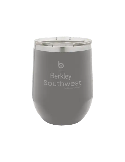 Polar Camel 12 oz Powder Coated Grey Vacuum Insulated Stemless Wine Tumbler w/Berkley SW logo