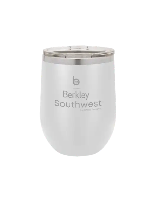 Polar Camel 12 oz Powder Coated White Vacuum Insulated Stemless Wine Tumbler w/Berkley SW logo