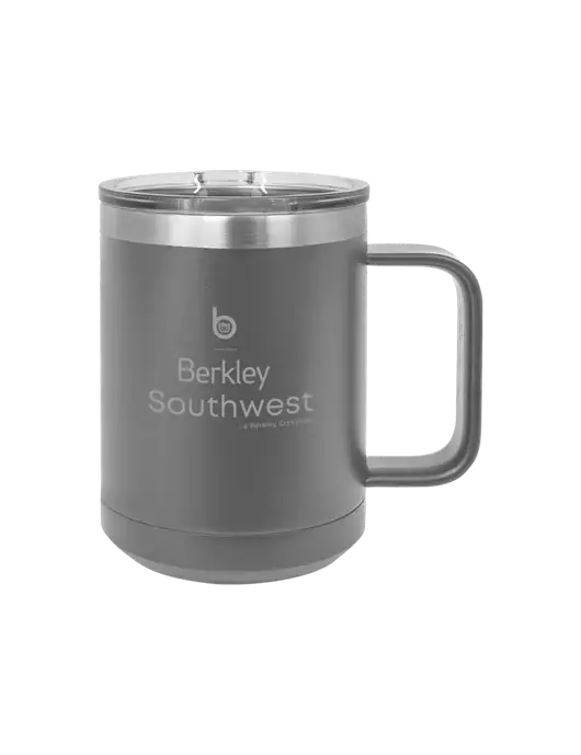 Polar Camel 15 oz Powder Coated Grey Vacuum Insulated Mug with Slider Lid w/Berkley SW logo