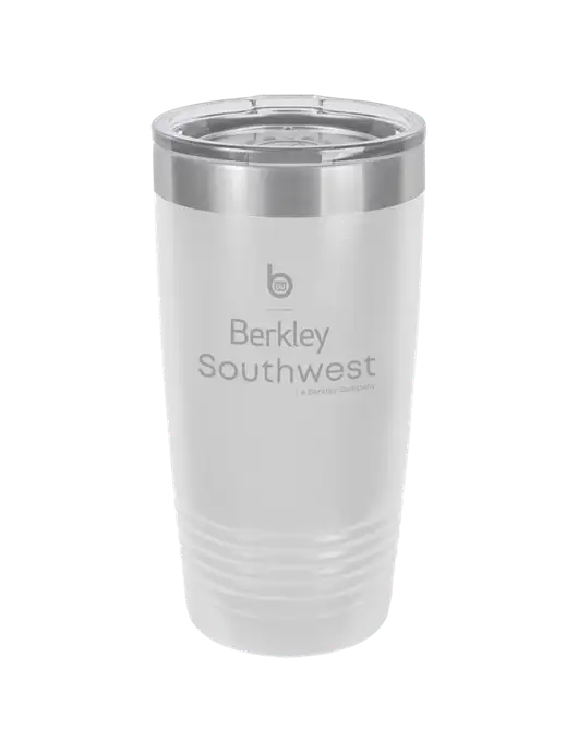 Polar Camel 20 oz Powder Coated White Vacuum Insulated Tumbler  w/Berkley SW logo