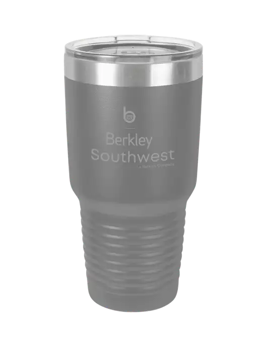 Polar Camel 30 oz Powder Coated Grey Vacuum Insulated Tumbler w/Berkley SW logo