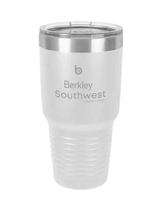 Polar Camel 30 oz Powder Coated White Vacuum Insulated Tumbler  w/Berkley SW logo