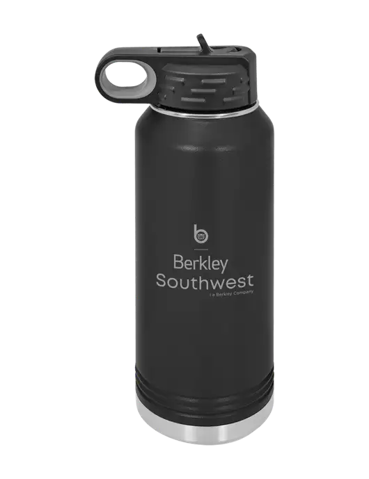 Polar Camel 32 oz Powder Coated Black Vacuum Insulated Water Bottle w/Berkley SW logo