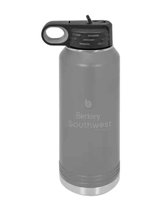 Polar Camel 32 oz Powder Coated Grey Vacuum Insulated Water Bottle w/Berkley SW logo