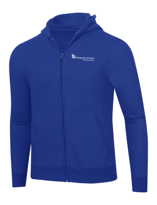 True Royal 8.5 oz Ring Spun Zip Hooded Sweatshirt w/Berkley SW logo