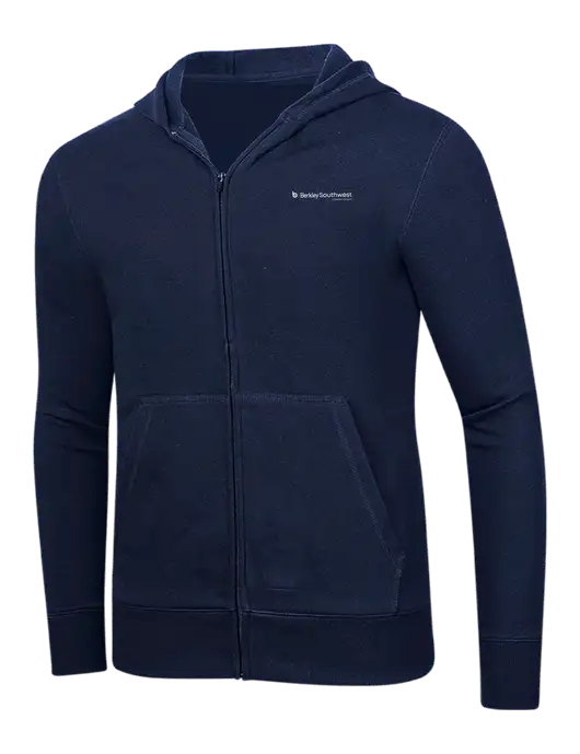 Full-Zip Navy Heavyweight Hooded Sweatshirt w/Berkley SW logo