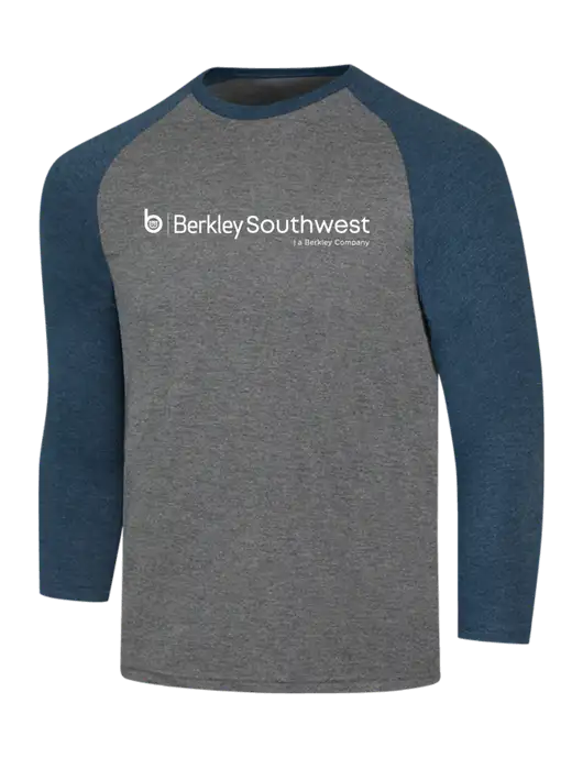 Simply Soft 3/4 Sleeve Navy Frost/Grey Frost Ring Spun Cotton T-Shirt w/Berkley SW logo