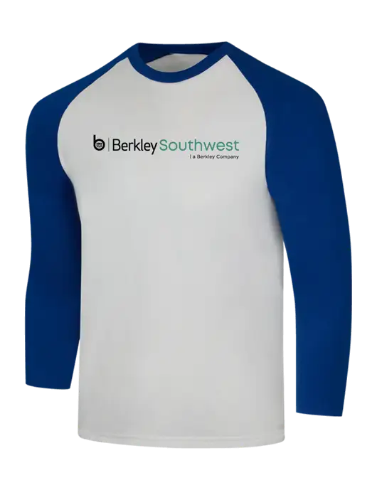 Simply Soft 3/4 Sleeve Dark Royal/White Ring Spun Cotton T-Shirt w/Berkley SW logo