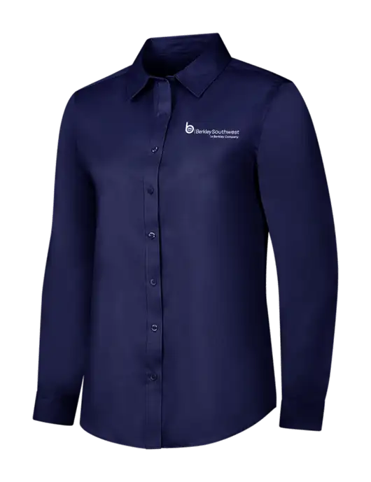 Navy Womens Long Sleeve Superpro React Twill Shirt w/Berkley SW logo