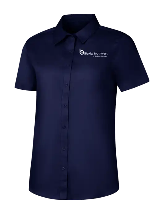 Womens Navy Short Sleeve Superpro React Twill Shirt w/Berkley SW logo