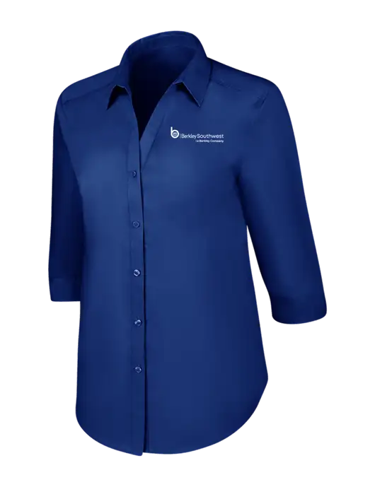Womens Royal 3/4 Sleeve Carefree Poplin Shirt w/Berkley SW logo
