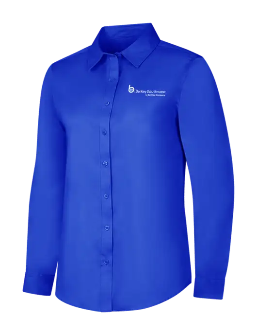 Womens Long Sleeve Dark Royal Superpro React Twill Shirt w/Berkley SW logo